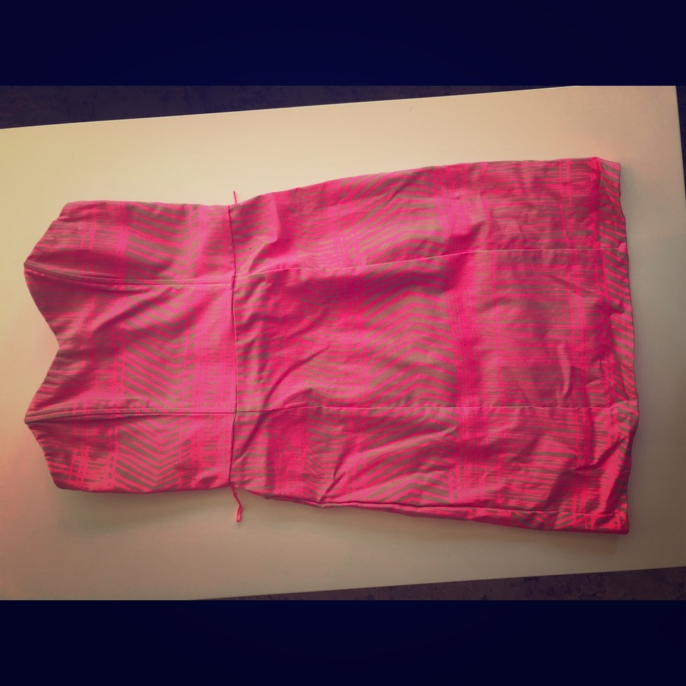 H and M tube dress khaki and pink